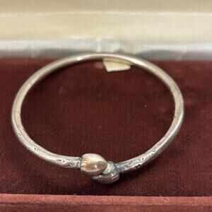 Vtg Sterling snake heads bangle bracelet